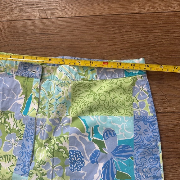 Vintage Lilly Pulitzer Animal zoo Blue Green Print Patchwork Cropped Capri sz 8 - Picture 7 of 9